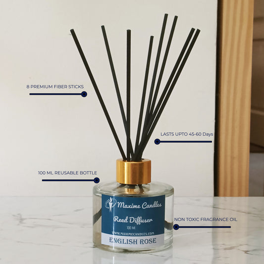English Rose Reed Diffuser Set – 100 Ml with 8 Fiber Sticks