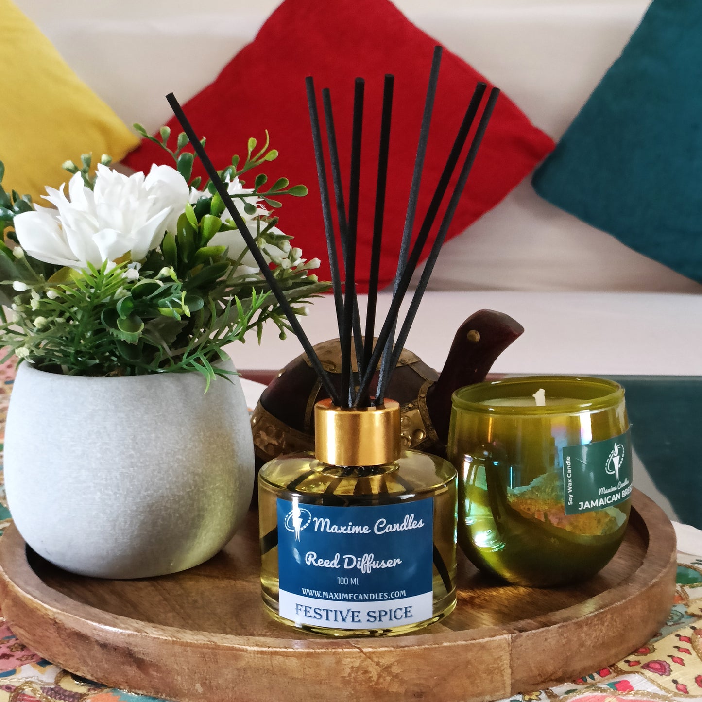 Festive Spice Reed Diffuser Set – 100 Ml with 8 Fiber Sticks