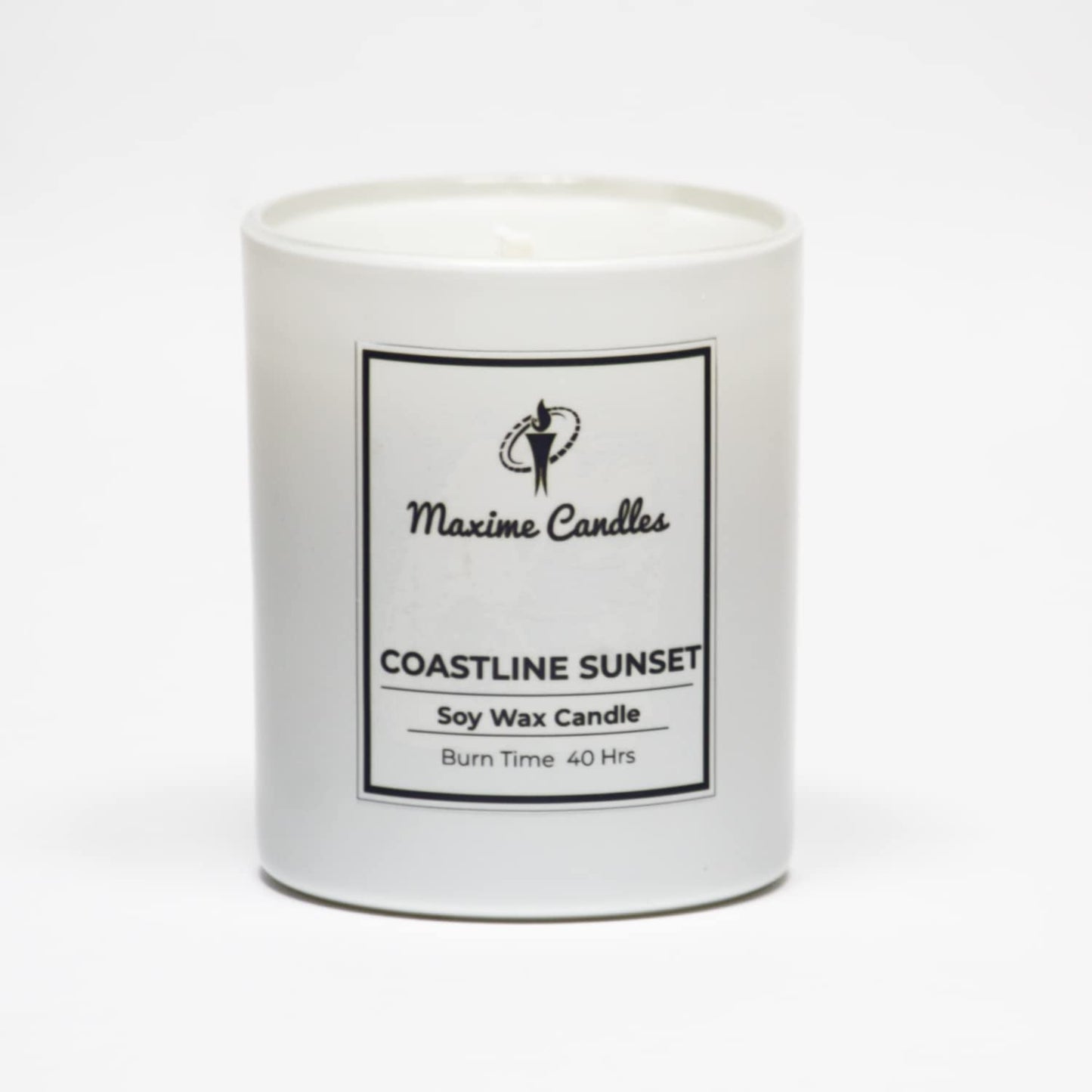 Coastline Sunset Fragranced Soy Wax White Glass Jar Scented Candle
