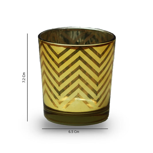 Tealight Candle Holder - Gold Herringbone Pattern