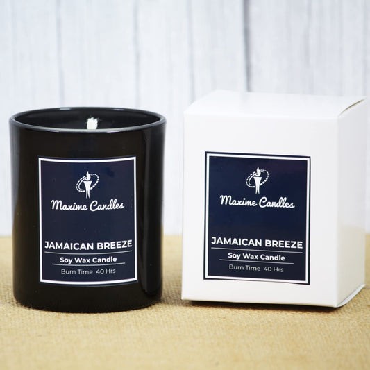 Jamaican Breeze Fragranced Soy Wax Black Glass Jar Scented Candle