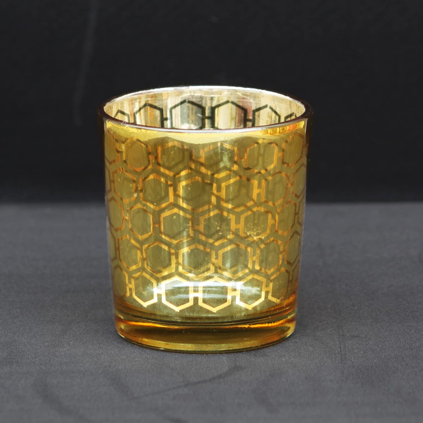 Tealight Candle Holder - Gold Hexagon Pattern