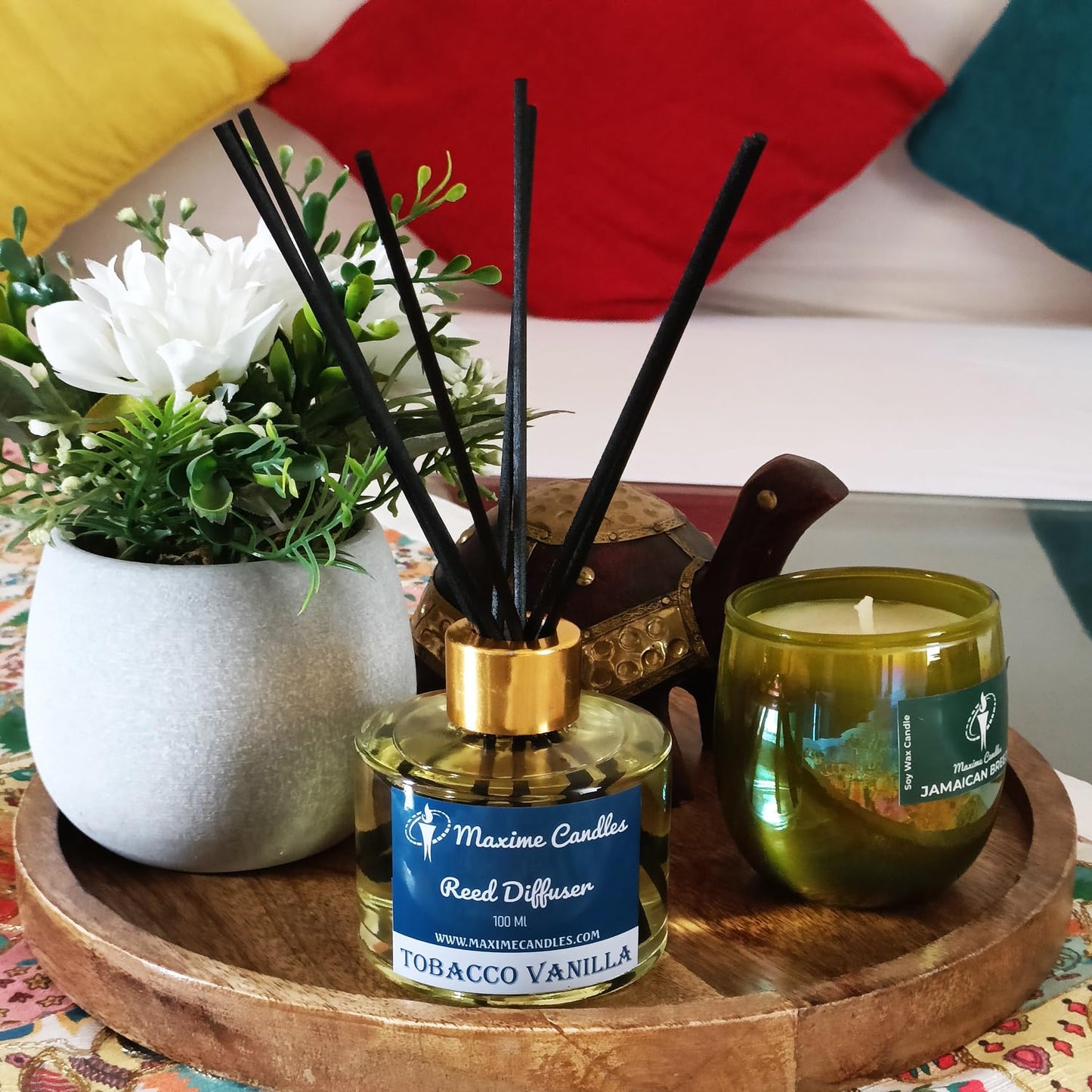 Tobacco Vanilla Reed Diffuser Set β 100 Ml with 8 Fiber Sticks