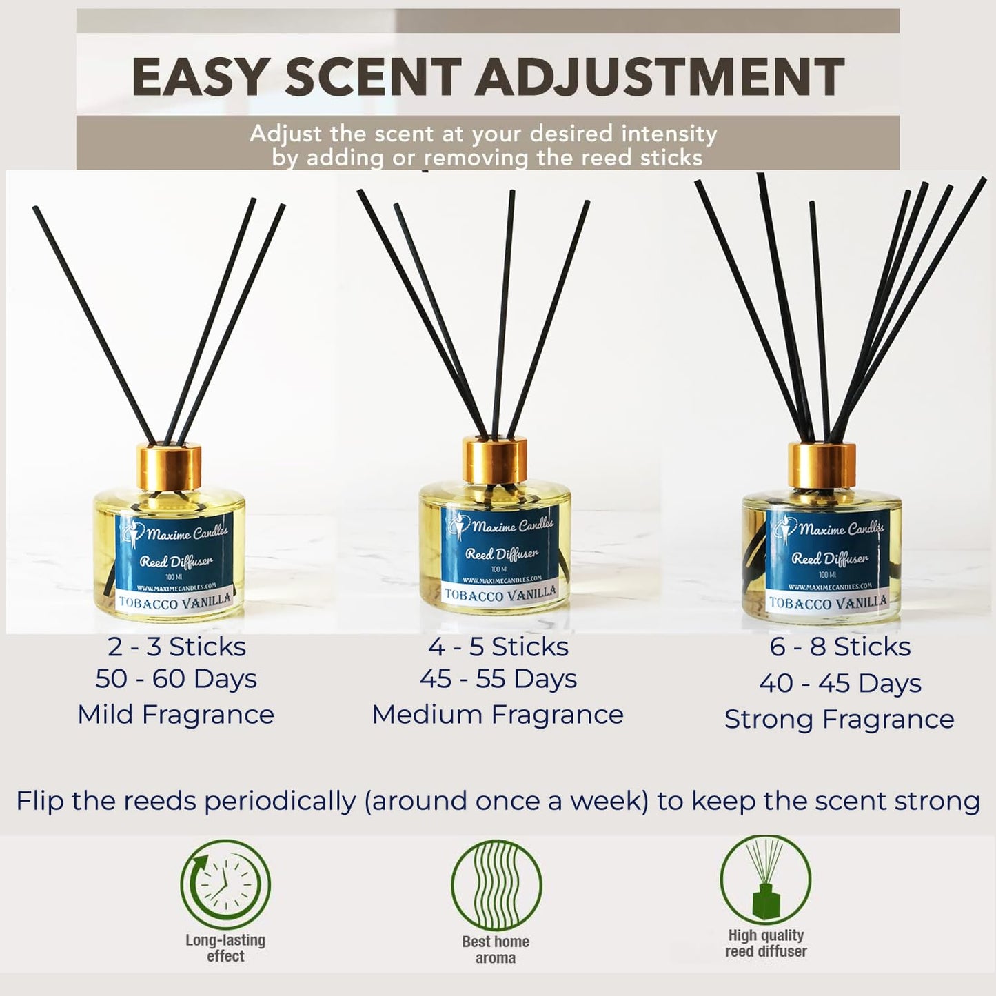 Tobacco Vanilla Reed Diffuser Set β 100 Ml with 8 Fiber Sticks