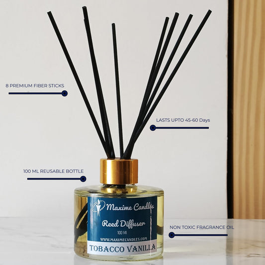 Tobacco Vanilla Reed Diffuser Set – 100 Ml with 8 Fiber Sticks