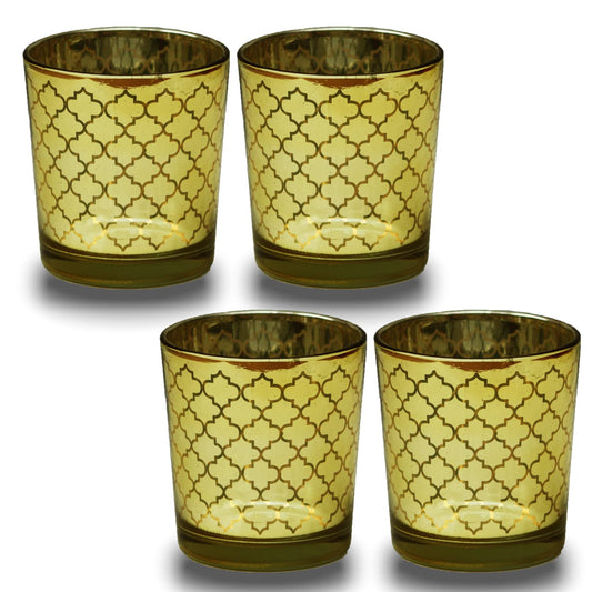 Tealight Candle Holder - Gold Moroccan Pattern