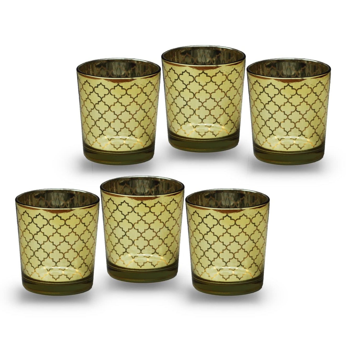 Tealight Candle Holder - Gold Moroccan Pattern