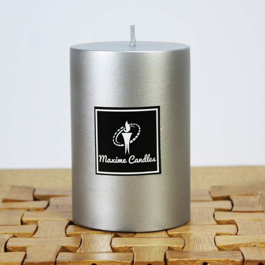Decorative Silver Pillar Candle