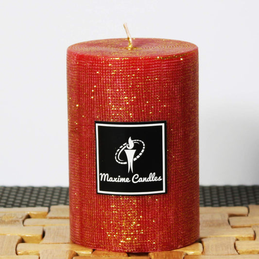 Red and Gold Glitter Decorative Candles