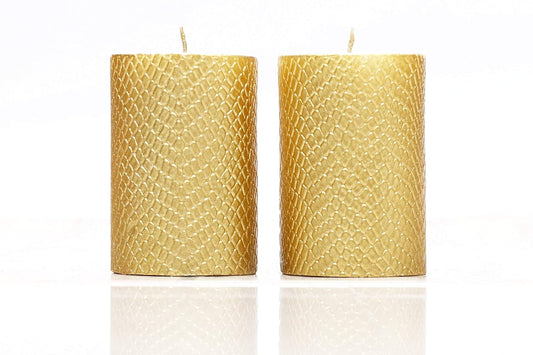 Gold Cobra Skin Pattern Candles - Pack of 2