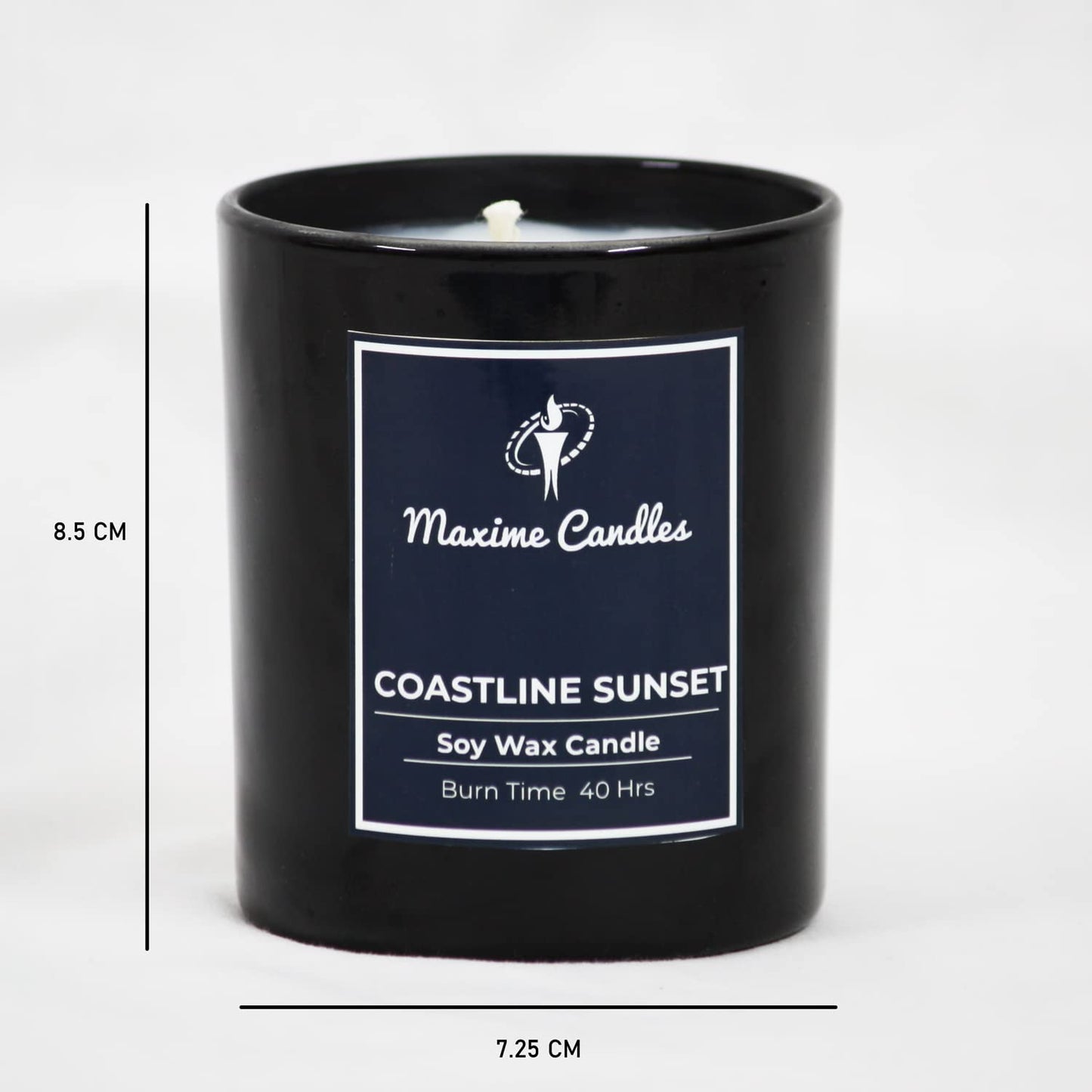 Coastline Sunset Fragranced Soy Wax Black Glass Jar Scented Candle