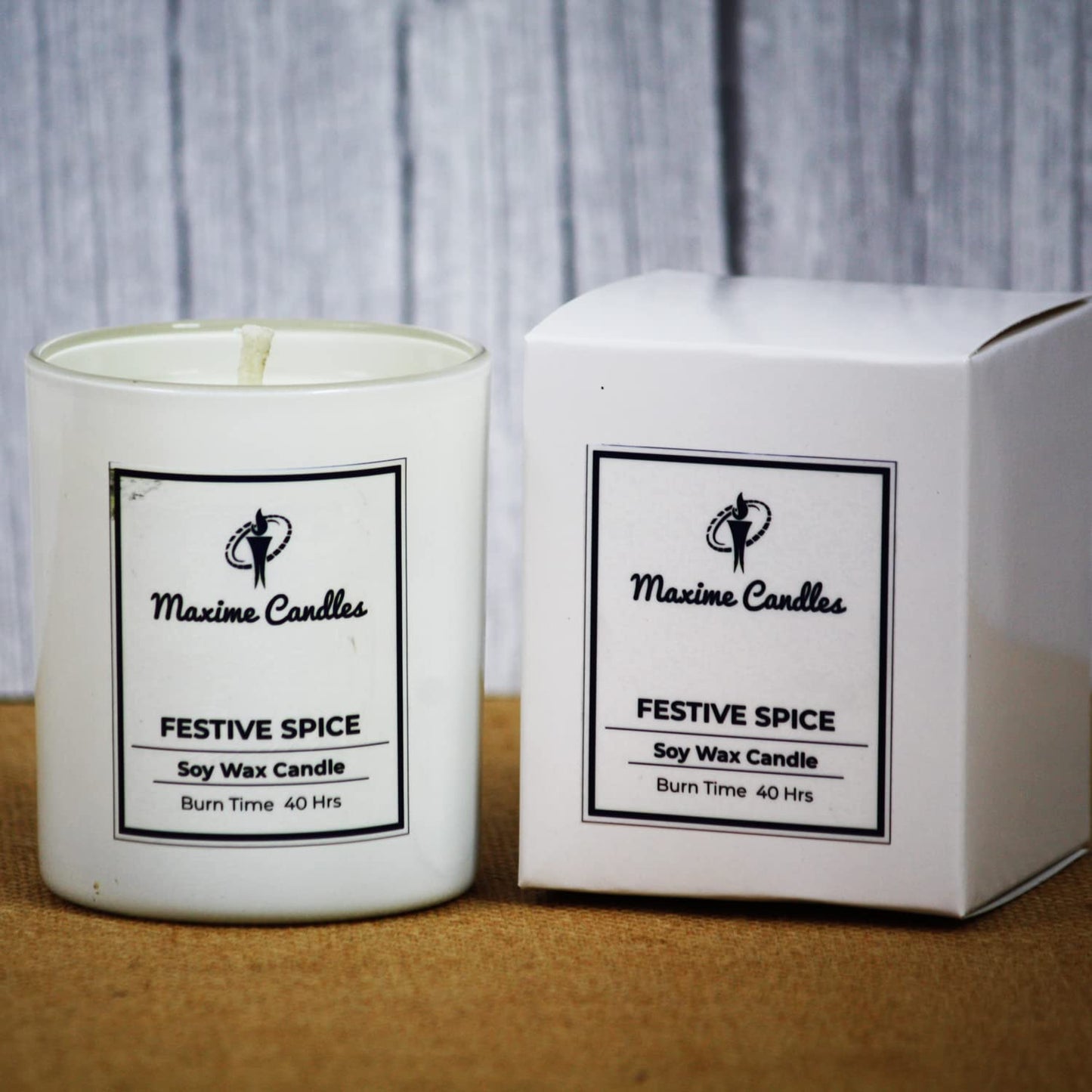 Festive Spice Fragranced Soy Wax White Glass Jar Scented Candle