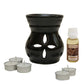 Black Ceramic Aroma Diffuser with Aroma Oil and Tealight Candle Set