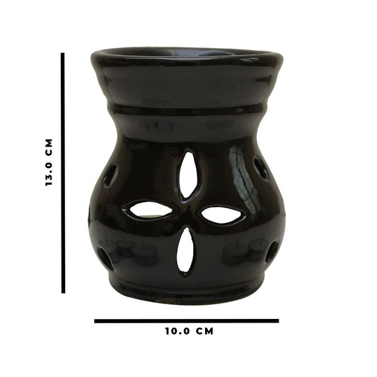 Black Ceramic Aroma Diffuser with Aroma Oil and Tealight Candle Set