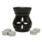 Black Ceramic Aroma Diffuser with Aroma Oil and Tealight Candle Set
