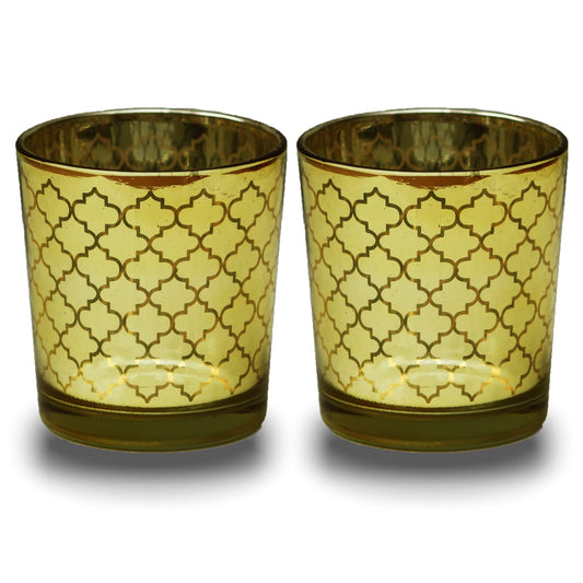 Tealight Candle Holder - Gold Moroccan Pattern