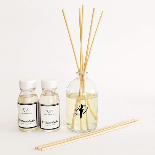 Glass Bottle Reed Diffuser with Rose Aroma Oil - GR1