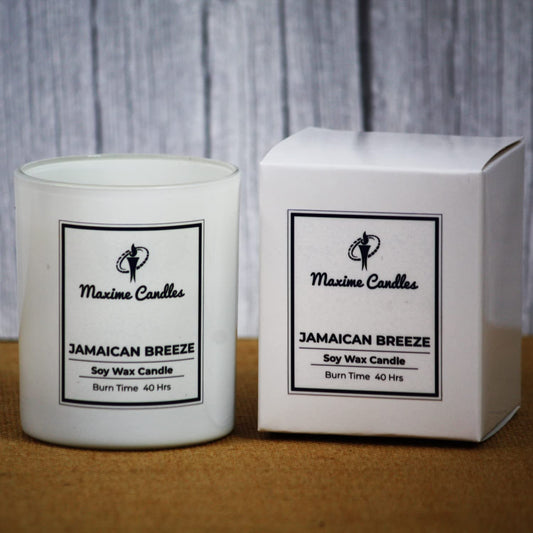 Jamaican Breeze Fragranced Soy Wax White Glass Jar Scented Candle