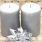 Silver Cobra Skin Pattern Candles - Pack of 2