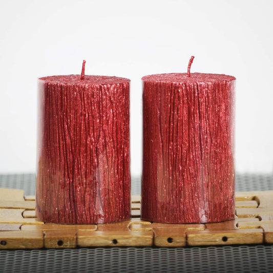 Metallic Pink Tree Texture Candles - Pack of 2