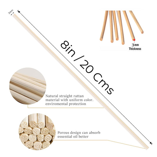 100PCS Reed Diffuser Sticks, 8 Inch Natural Rattan Wood Sticks