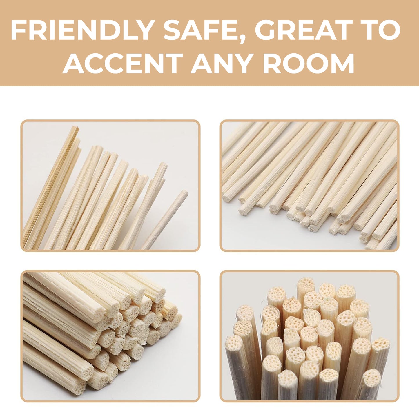 100PCS Reed Diffuser Sticks, 8 Inch Natural Rattan Wood Sticks