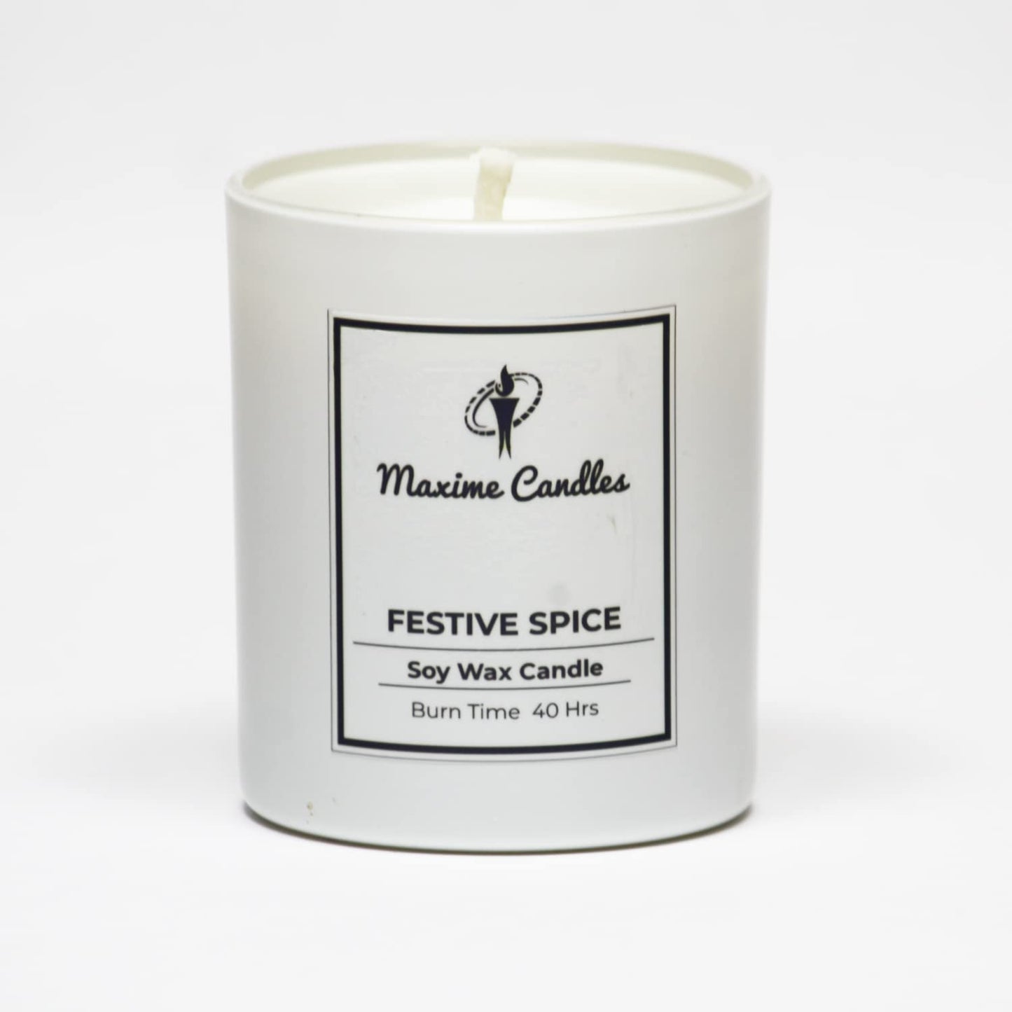 Festive Spice Fragranced Soy Wax White Glass Jar Scented Candle